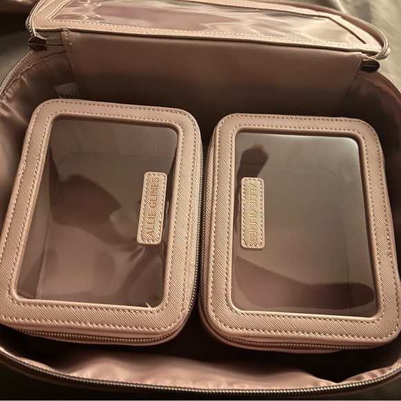 Blush Pink Clear Top Travel makeup Case Set